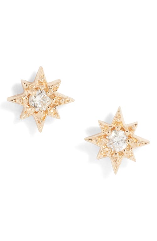 Anzie Petite Diamond North Star Stud Earrings In Gold/diamond