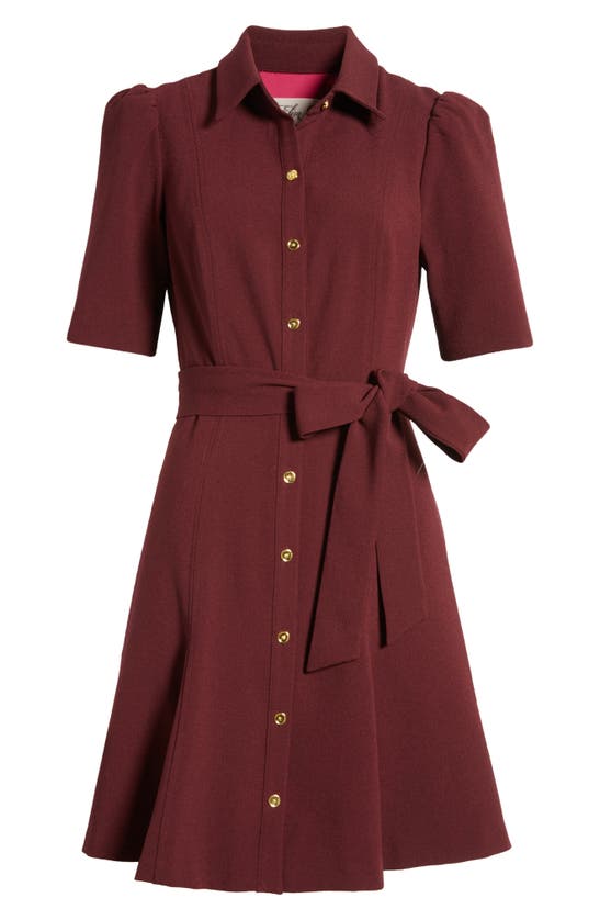 Eliza J Puff Sleeve Shirtdress In Wine
