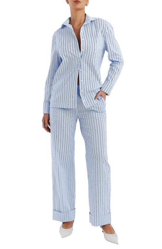 Shop Mistress Rocks Stripe Baggy Pants In Blue