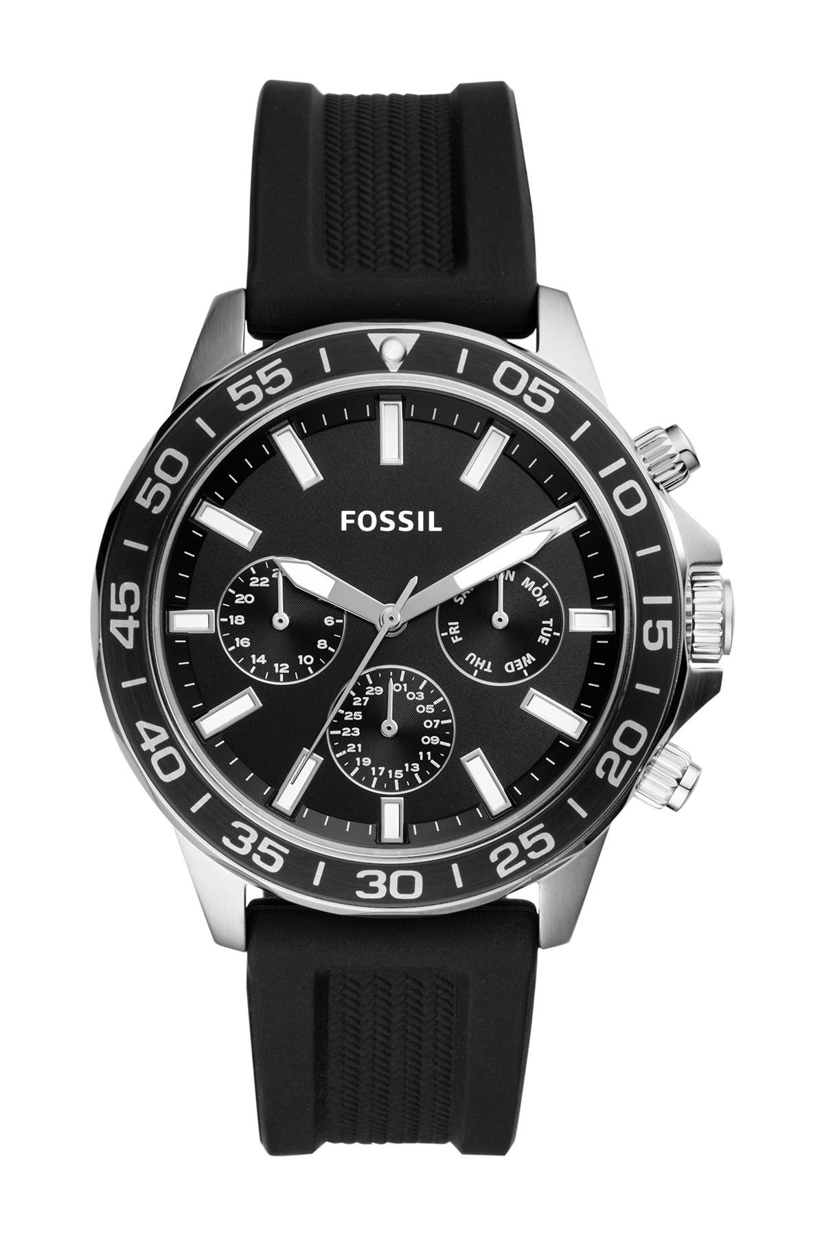 Fossil Men's Bannon Multifunction Black Silicone Watch
