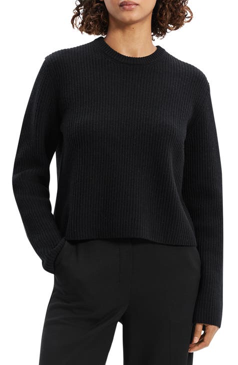 Theory discount One-Shoulder Pullover Women's Ribbed Sweater Black Size: Petite NWT