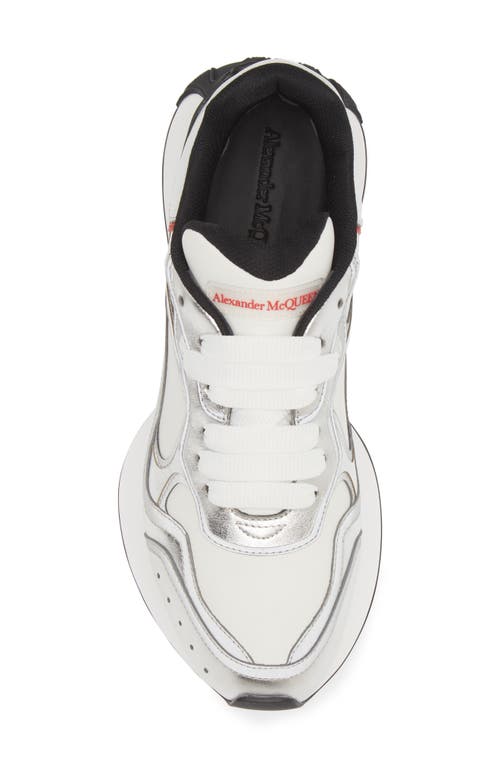 Shop Alexander Mcqueen Sprint Runner Sneaker In Silver/white/black