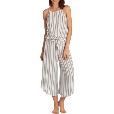 Midnight Bakery Jade Stripe Crop Pajamas, White