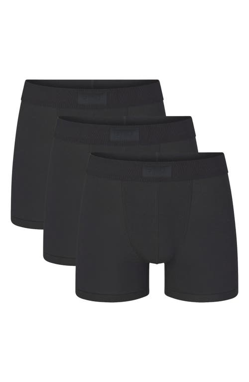 Skims Mens Onyx Branded-waistband 3in Pack Of Three Stretch-cotton Boxer Briefs