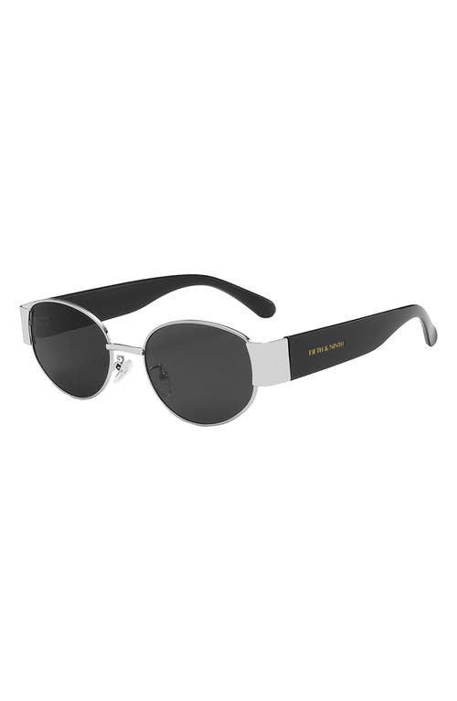 Shop Fifth & Ninth Elliot 57mm Polarized Oval Sunglasses In Black/silver