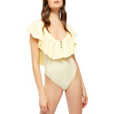Free People Matilda Ruffle Bodysuit, Yellow