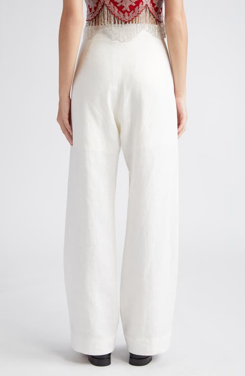 Shop Bode Linen Sailor Trousers In White