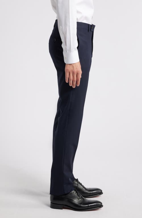 Shop Jack Victor Patrick Flat Front Stretch Wool Dress Pants In Navy