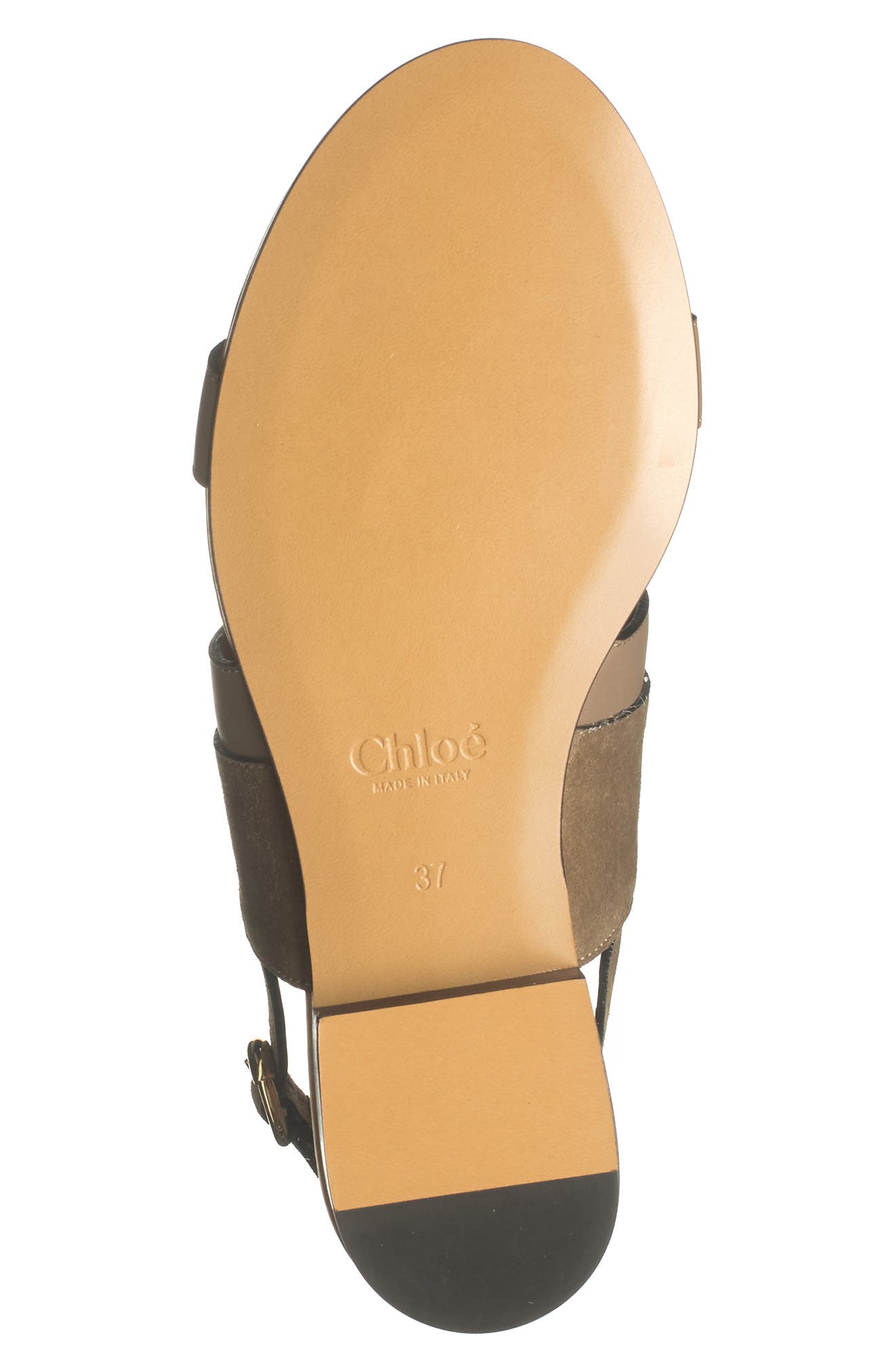Chloé C Logo Plaque Sandal In Motty Grey