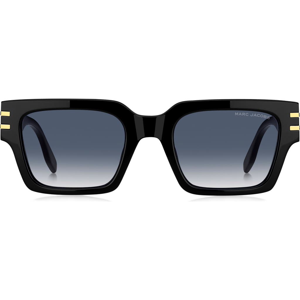 Marc Jacobs Marc 787s Acetate Rectangle Sunglasses In Black Gold/dark Blue