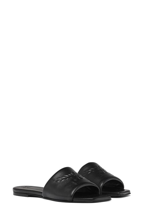Embossed Slide Sandal in Black