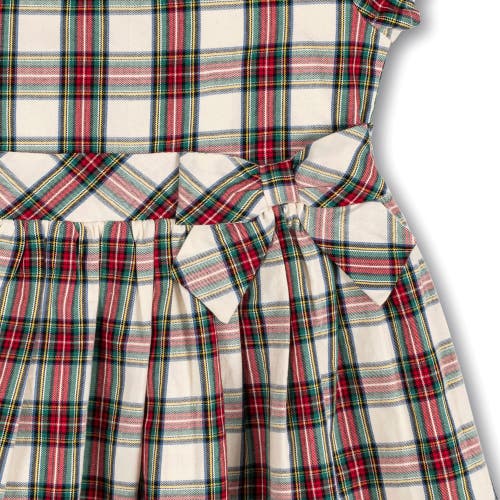 Hope & Henry Girls' Organic Ruffle Collar Party Dress, Kids In Ivory Holiday Tartan