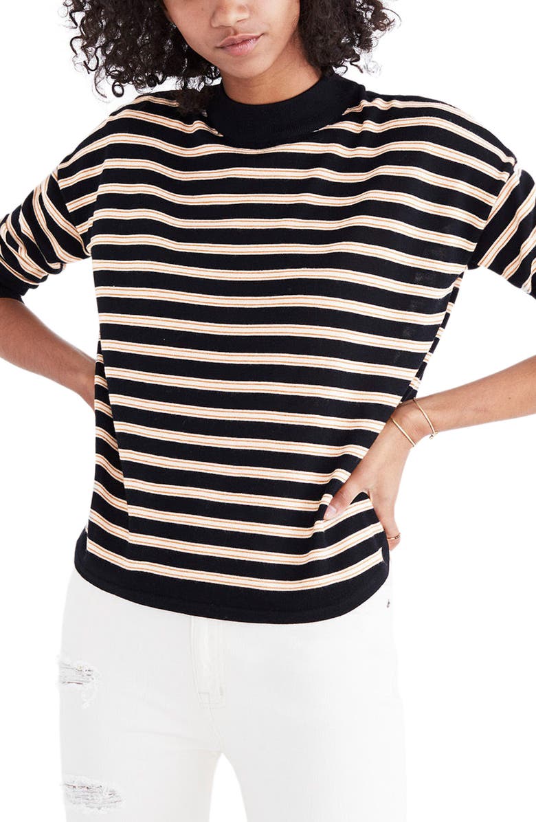 Download Madewell Stripe Mock Neck Boxy Sweater | Nordstrom