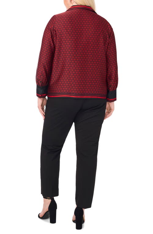 Shop Halogenr Halogen(r) Border Print Button-up Shirt In Rich Black/red