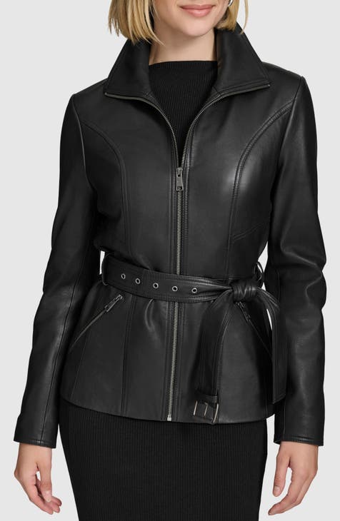 Women s Belted Leather Faux Leather Jackets Nordstrom