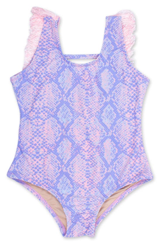 Shop Shade Critters Kids' Python Print One-piece Swimsuit In Purple Multi