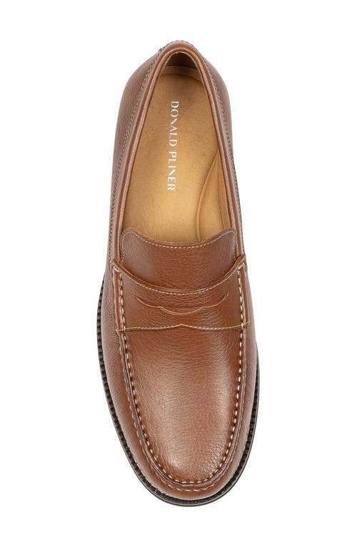 Donald Pliner Leather Penny Loafer In Whiskey