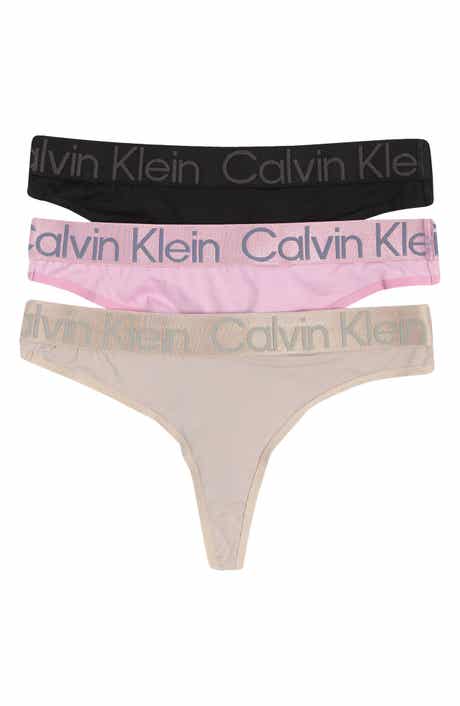 Calvin Klein Women's Motive Cotton Thongs 3-Pack - Black/Lipgloss/Light  Pink