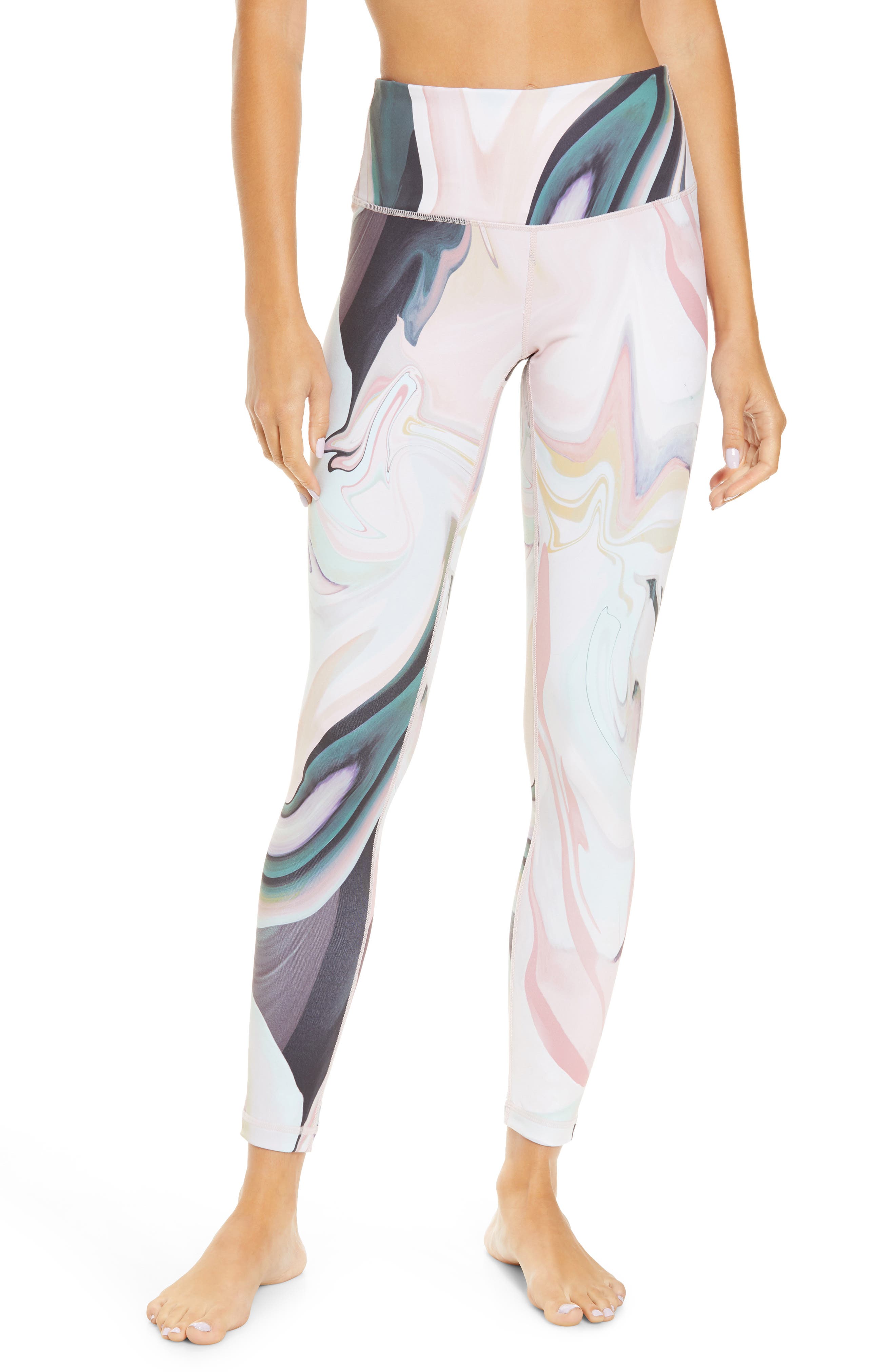 ZELLA Live In High Waist Ankle Performance Leggings, Main, color, GREEN MOUNTAIN MAGGIE MARBLE