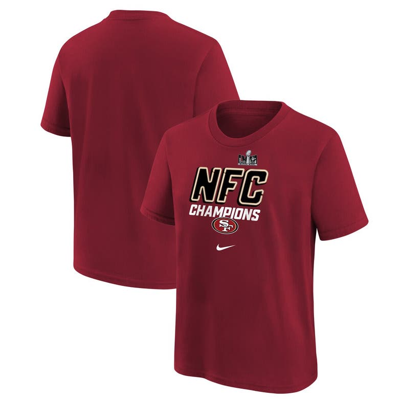 Shop Nike Youth   Scarlet San Francisco 49ers 2023 Nfc Champions Iconic T-shirt