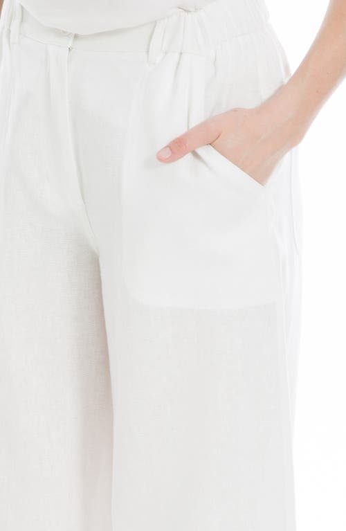 Shop Max Studio Wide Leg Linen Blend Crop Pants In White