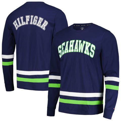 Men's Tommy Hilfiger College Navy/Neon Green Seattle Seahawks Nolan Long Sleeve T-Shirt