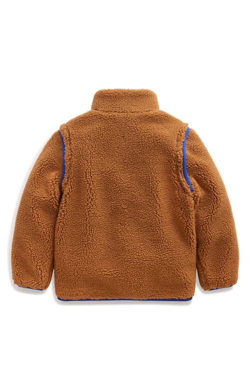 Shop Mini Boden Kids' High Pile Fleece 2-in-1 Jacket In Butterscotch Brown Borg