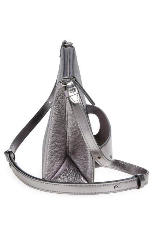 Shop Maison Margiela Small Snatched Leather Shoulder Bag In Metallic Grey