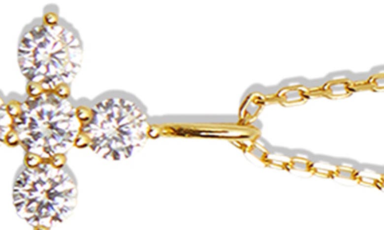 Shop Argento Vivo Sterling Silver Cubic Zirconia Cross Pendant Necklace In Gold