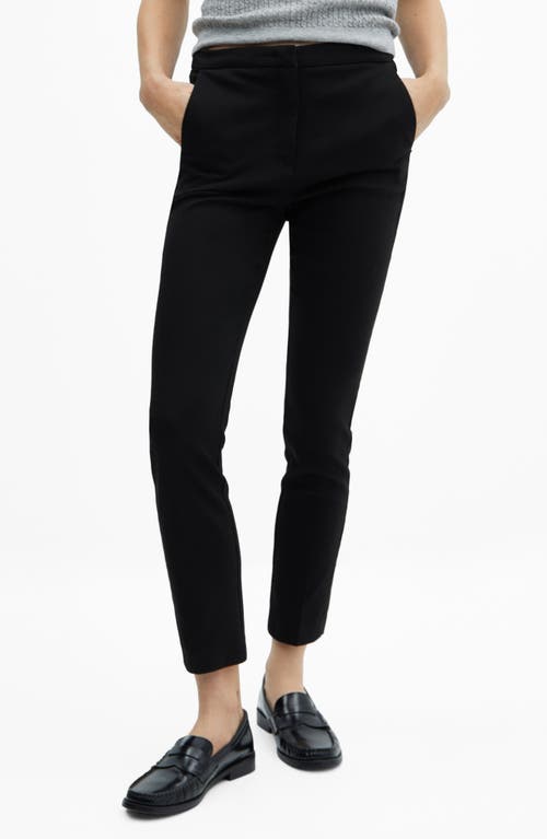 Mango Slim Fit Crop Pants In Black