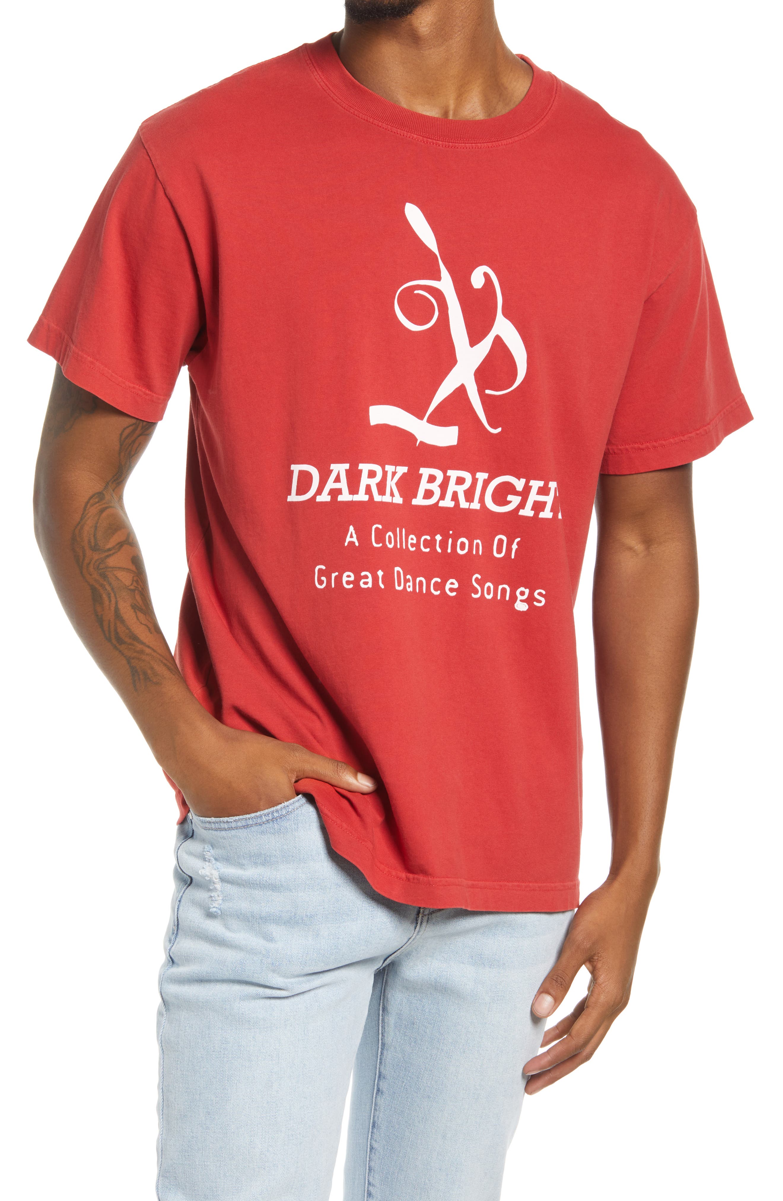 DARKBRIGHT Men's Dance Songs Graphic Cotton Tee in Red