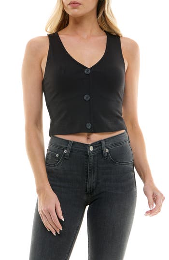 Shop Urban Social Button Knit Vest In Black