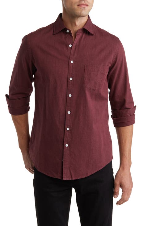 Lucky Brand 100% Rayon Plaid Multi Color Burgundy Long Sleeve Button-Down  Shirt Size S - 77% off
