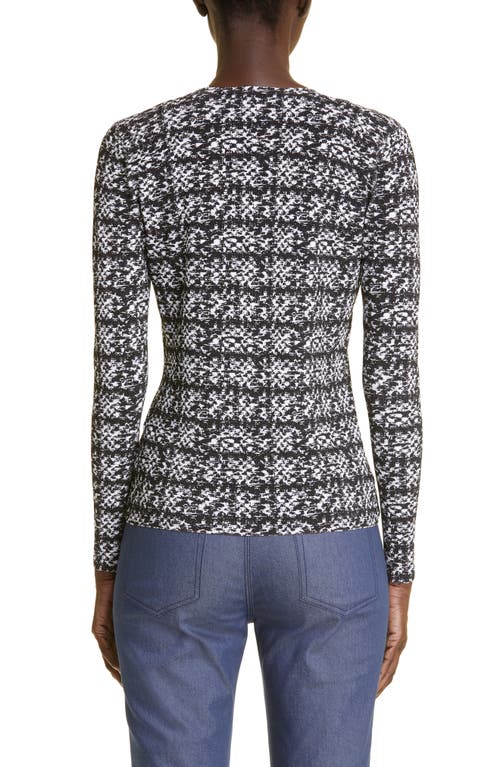 St John St. John Collection Tweed Print V-neck Jersey Cardigan In Ecru/black