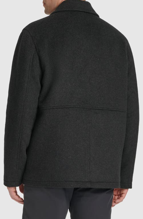 Cole Haan Felt Zip Front Shirt Jacket In Charcoal