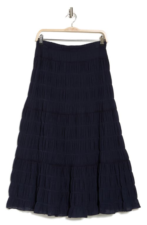 Max Studio Textured Midi Skirt In Navy-navy