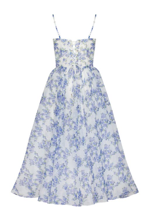Shop Milla Spaghetti Strap Midi Dress With A Floral Print In Blue Hydrangea