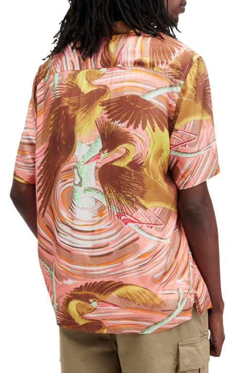 Allsaints Matsuri Short Sleeve Button-up Shirt In Paradise Pink