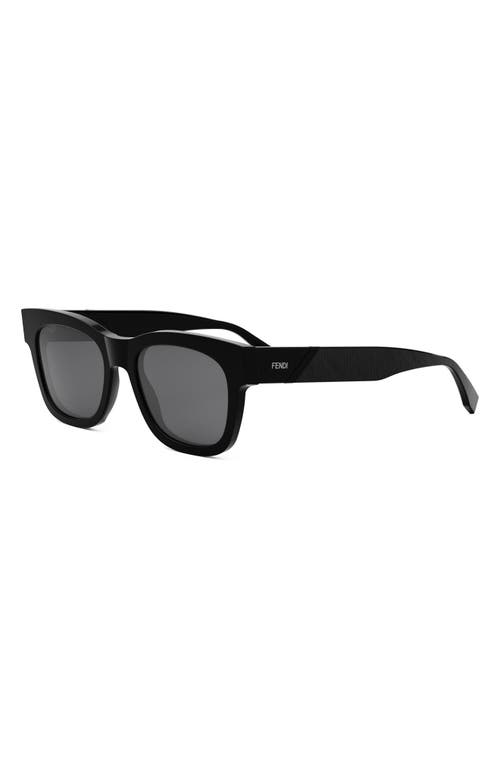 Shop Fendi ' Diagonal 51mm Square Sunglasses In Shiny Black/smoke