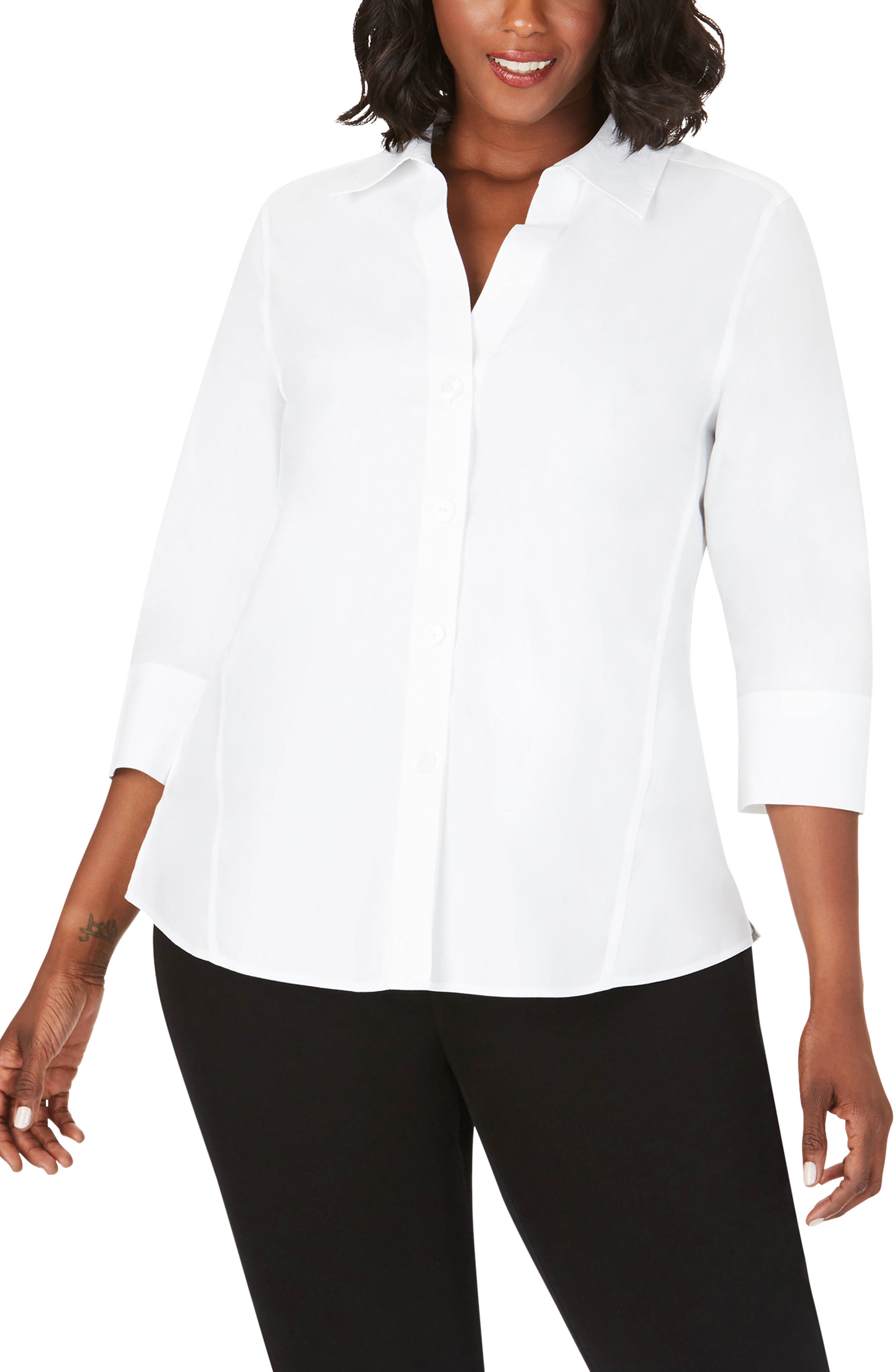 Foxcroft Paityn Button-Up Shirt in White Cover