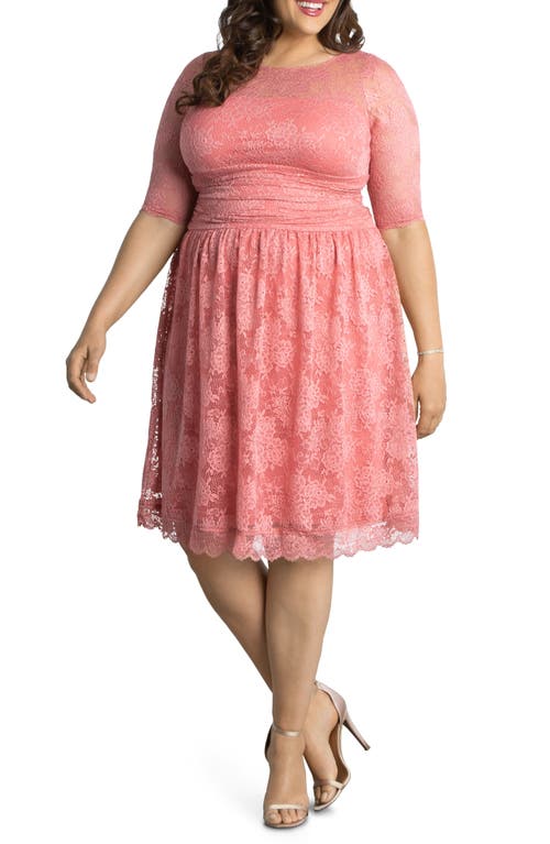 Kiyonna Luna Lace A-Line Dress in French Rose