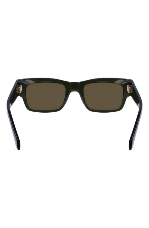 Shop Ferragamo Rivets 53mm Rectangular Sunglasses In Transparent Khaki