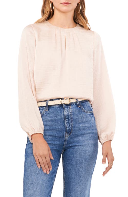 Vince Camuto Long Sleeve Satin Yoryu Top in Tapioca at Nordstrom, Size Small