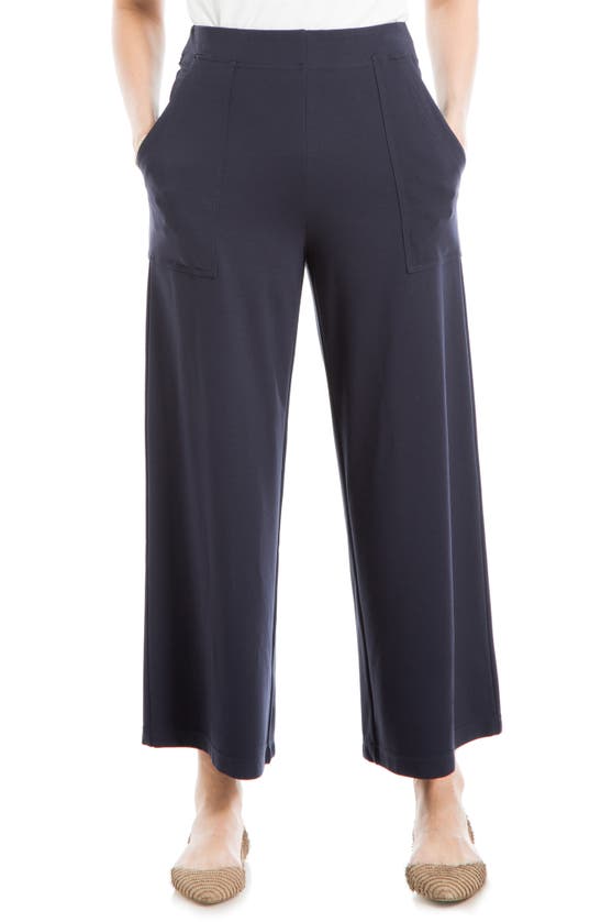 Max Studio Ponte Crop Wide Leg Pull-on Pants In Navy