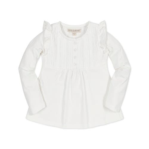 Shop Hope & Henry Girls' Organic Pintuck Flutter Knit Top, Toddler In Ivory Pintuck