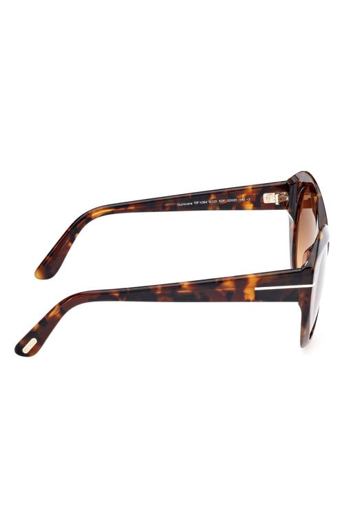 Tom Ford Guinivere 52mm Round Sunglasses In Dark Havana/gradient Brown