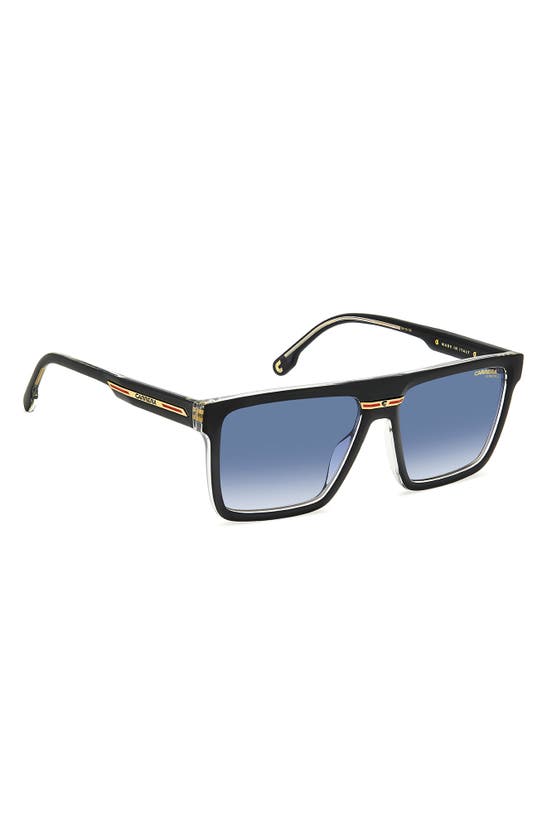 Shop Carrera Eyewear Victory 58mm Gradient Flat Top Sunglasses In Black Crystal/ Blue Shaded