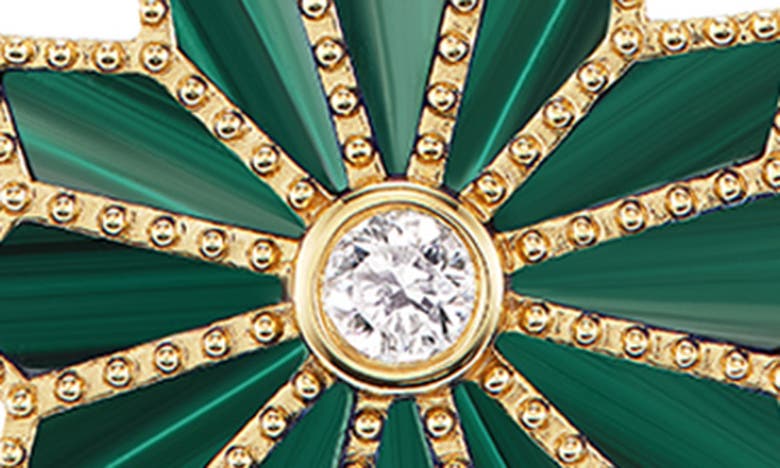 Shop Orly Marcel Mini Sacred Flower Malachite & Diamond Pendant Necklace In Green