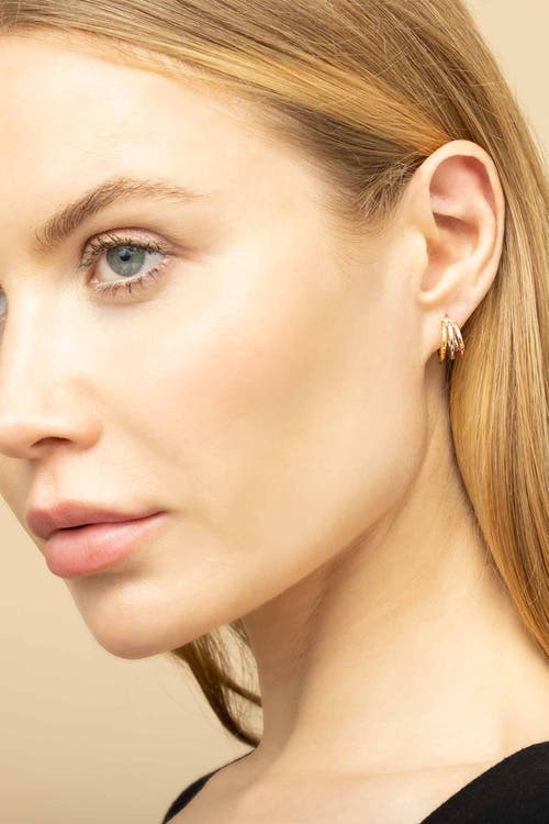 Oradina Women's 14k Yellow Gold Unity Mini Hoops In 14k Tricolor Gold