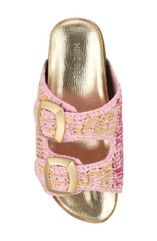Nine West Tenly Raffia Slide Sandal In Medium Pink